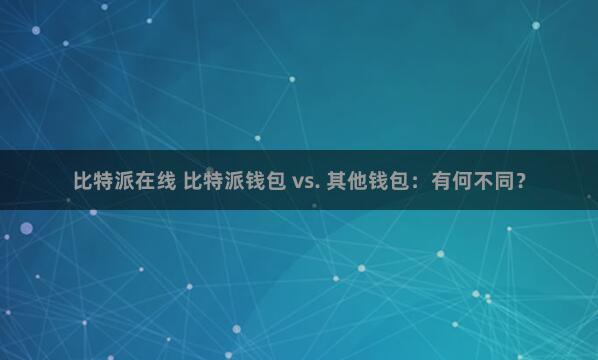 比特派在线 比特派钱包 vs. 其他钱包：有何不同？